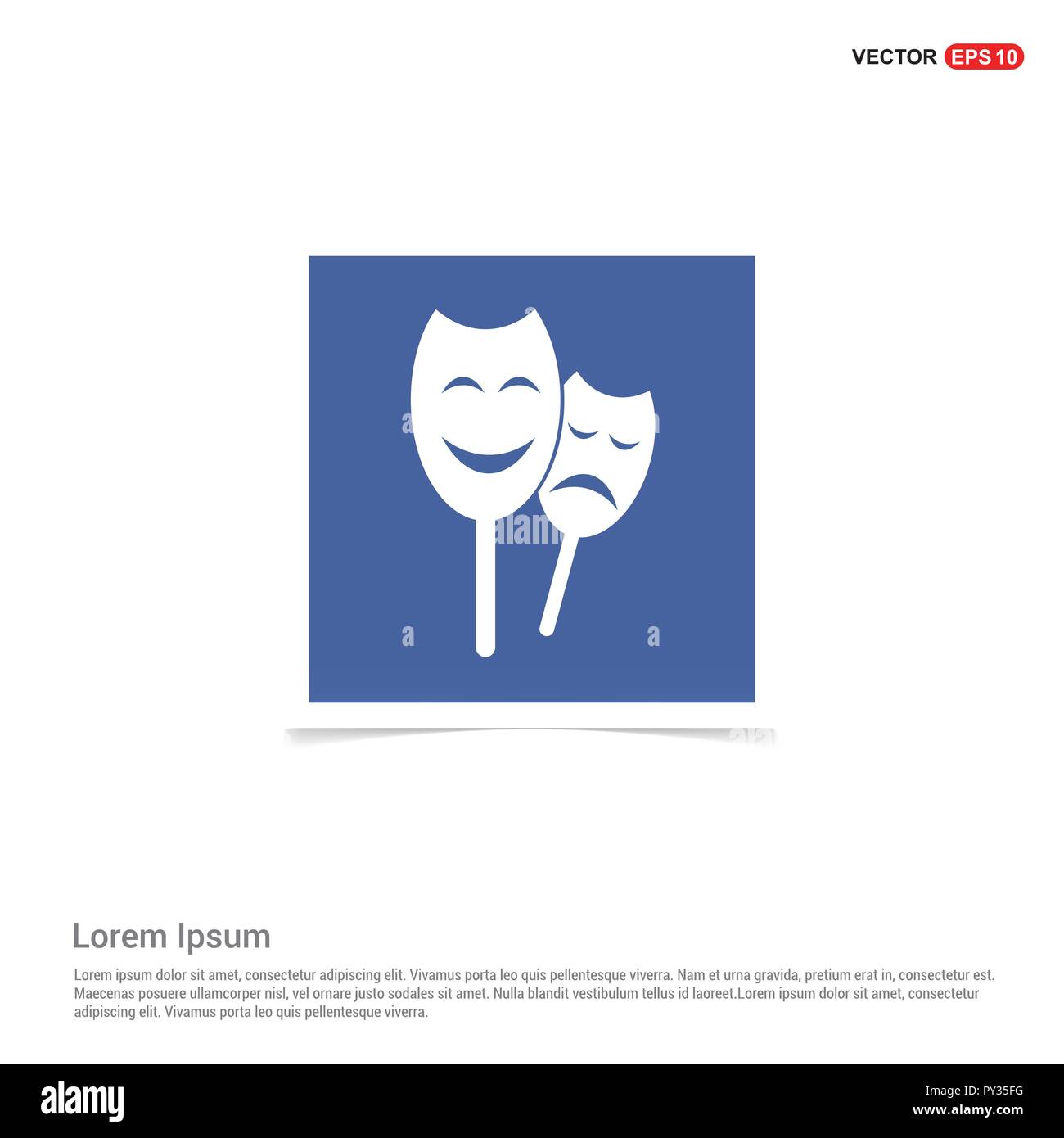 Theatrical masks Icon - Blue photo Frame Stock Vector