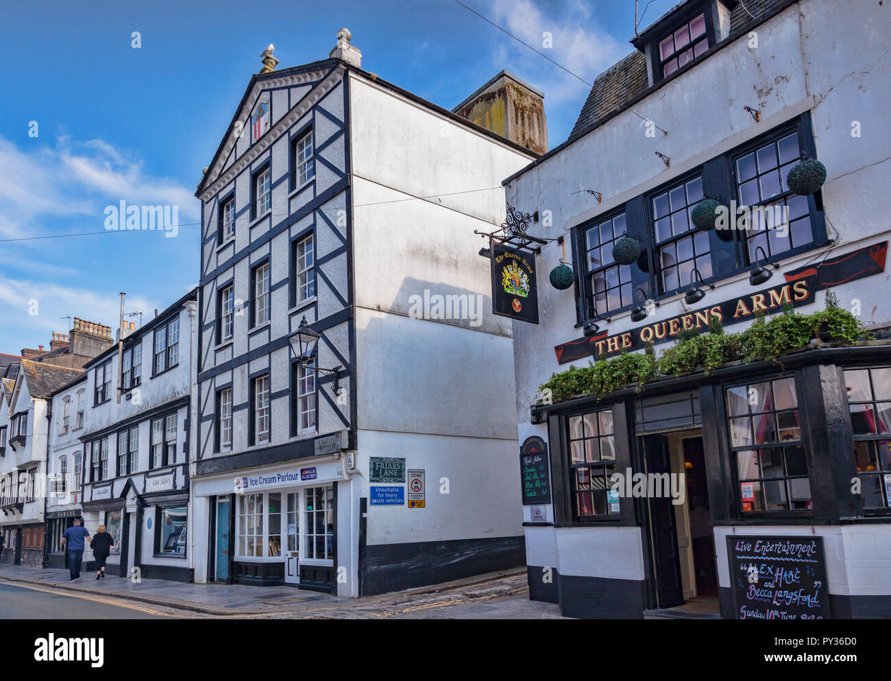 9 June 2018: Plymouth, Devon, UK - Southside Street and the Queens Arms, in the Plymouth Barbican area. Stock Photo