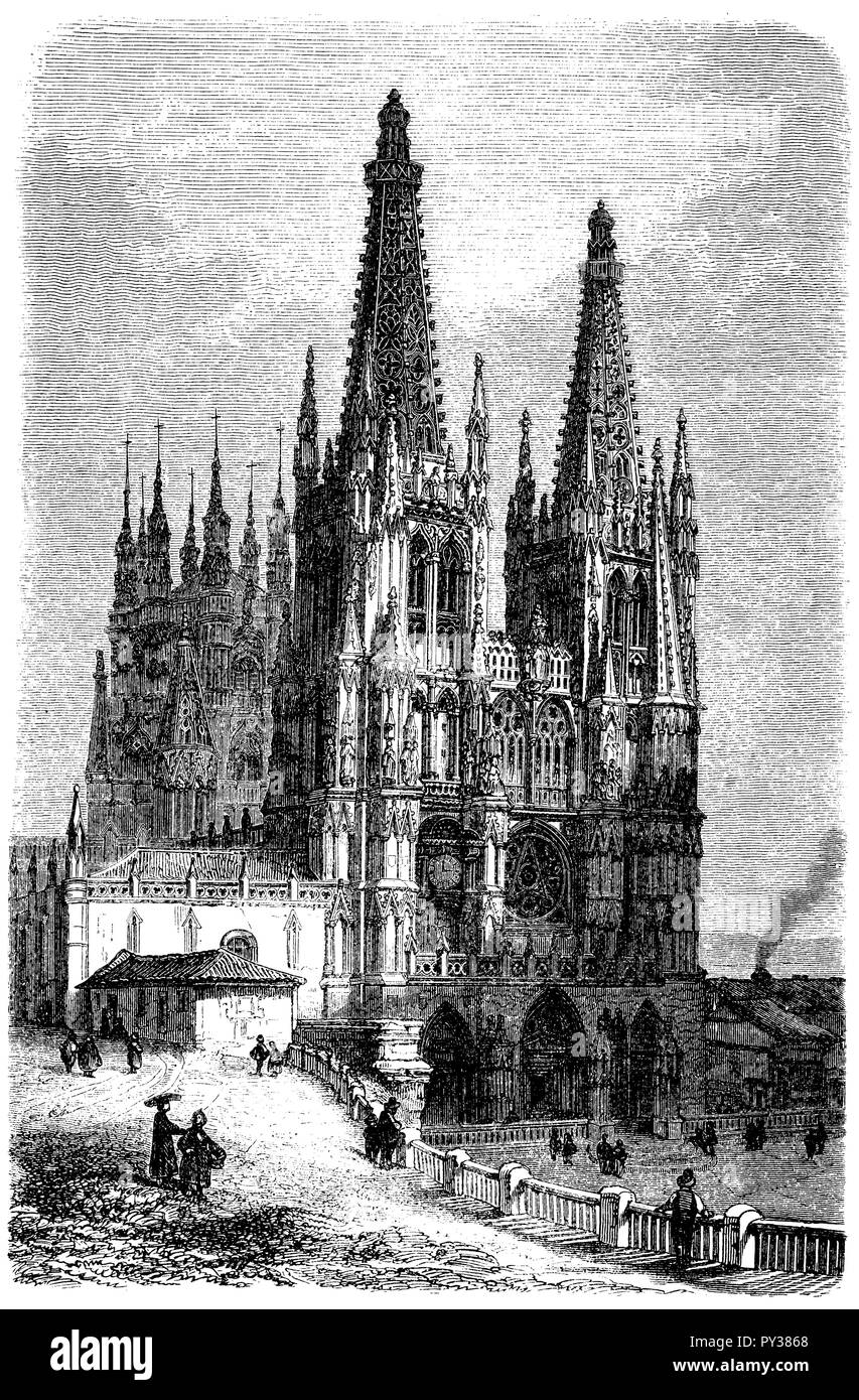 Cathedral of Burgos,   1870 Stock Photo