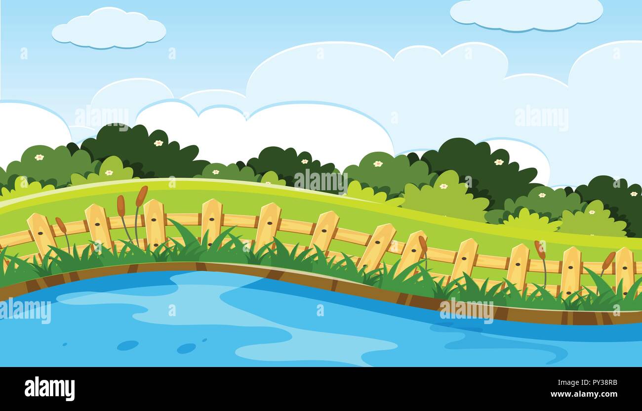 Scene of park and lake illustration Stock Vector Image &amp; Art - Alamy