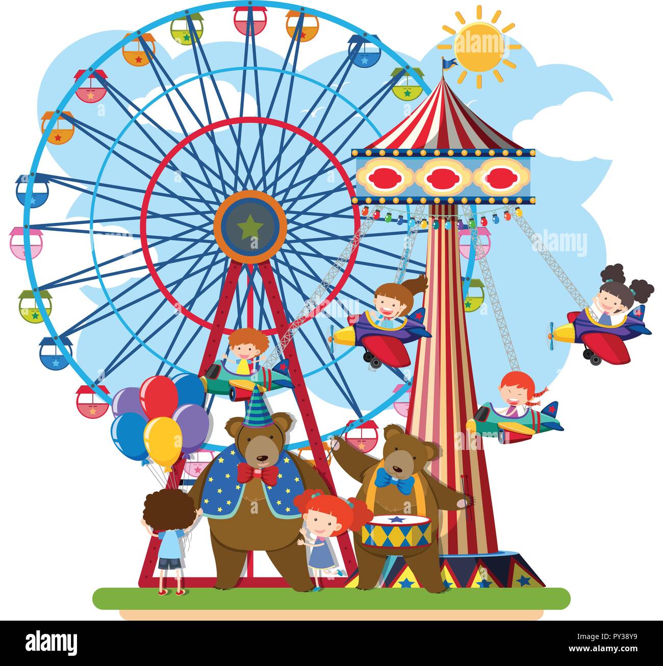Scene of a fun park illustration Stock Vector Image & Art - Alamy