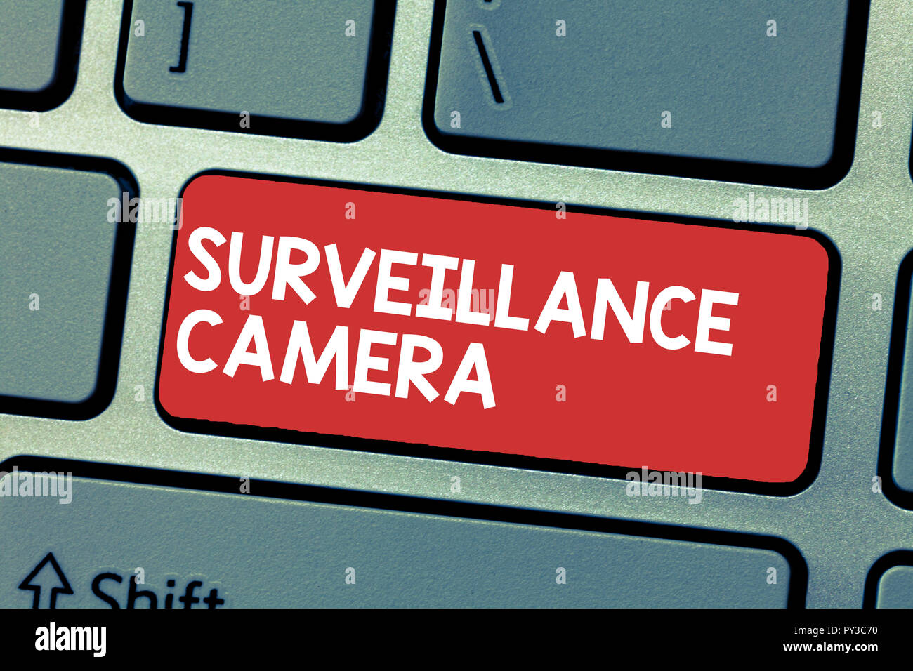 Handwriting text writing Surveillance Camera. Concept meaning Closed ...