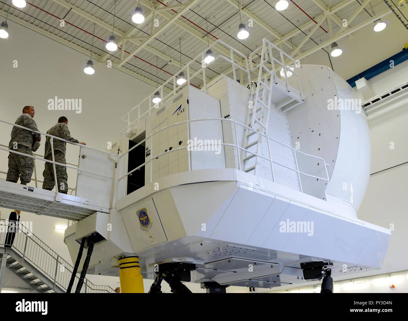 CAE Inc. C-130J Super Hercules full flight simulator at Ramstein Air Base. Stock Photo