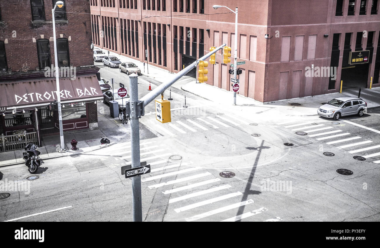 Strassenkreuzung in Detroit, USA Stock Photo