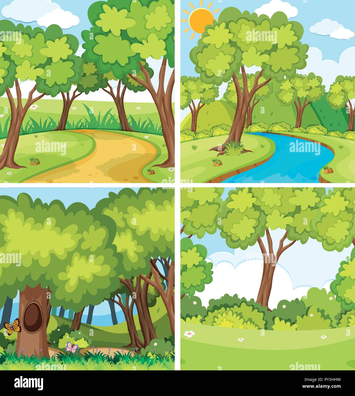 A Set of Nature Landscape illustration Stock Vector Image & Art - Alamy