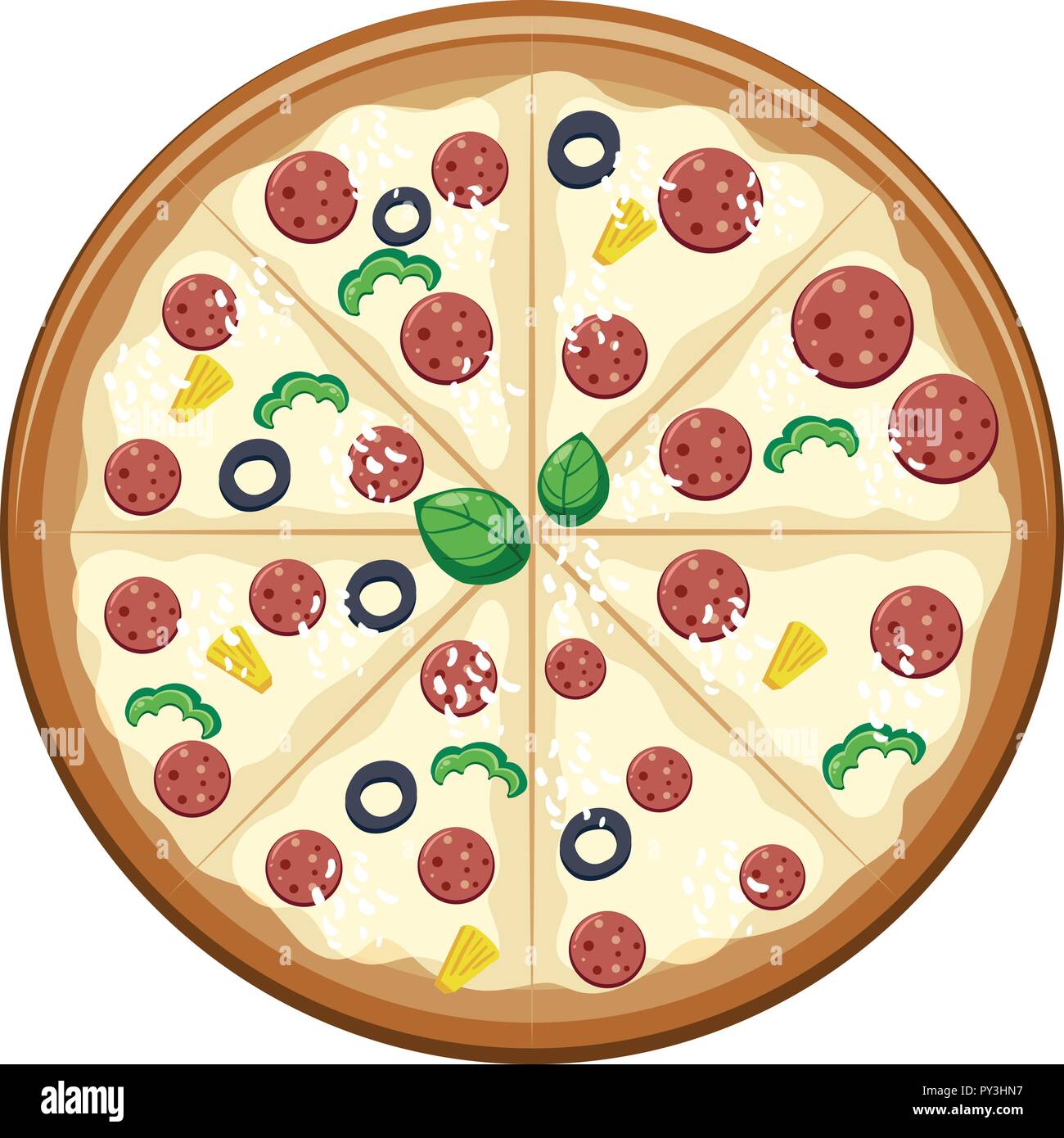 An Italian Pizza From Top View illustration Stock Vector Image & Art
