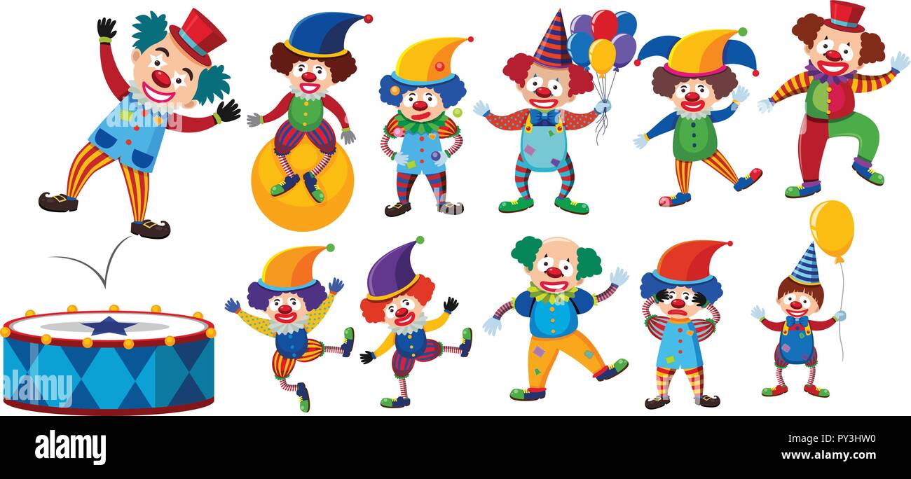 A Set of Clown on White Background illustration Stock Vector Image ...