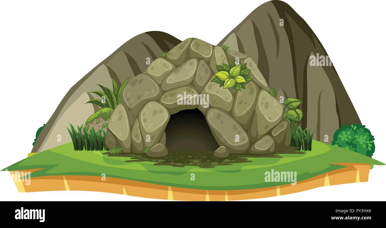 A Stone Cave on White Background illustration Stock Vector Image & Art ...
