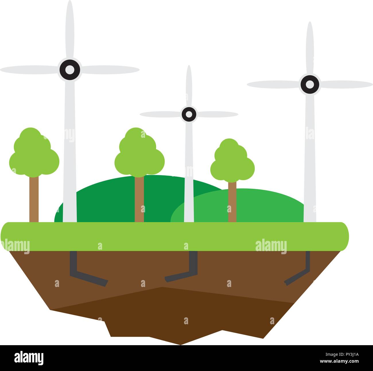 Land and wind turbines Stock Vector Images - Alamy