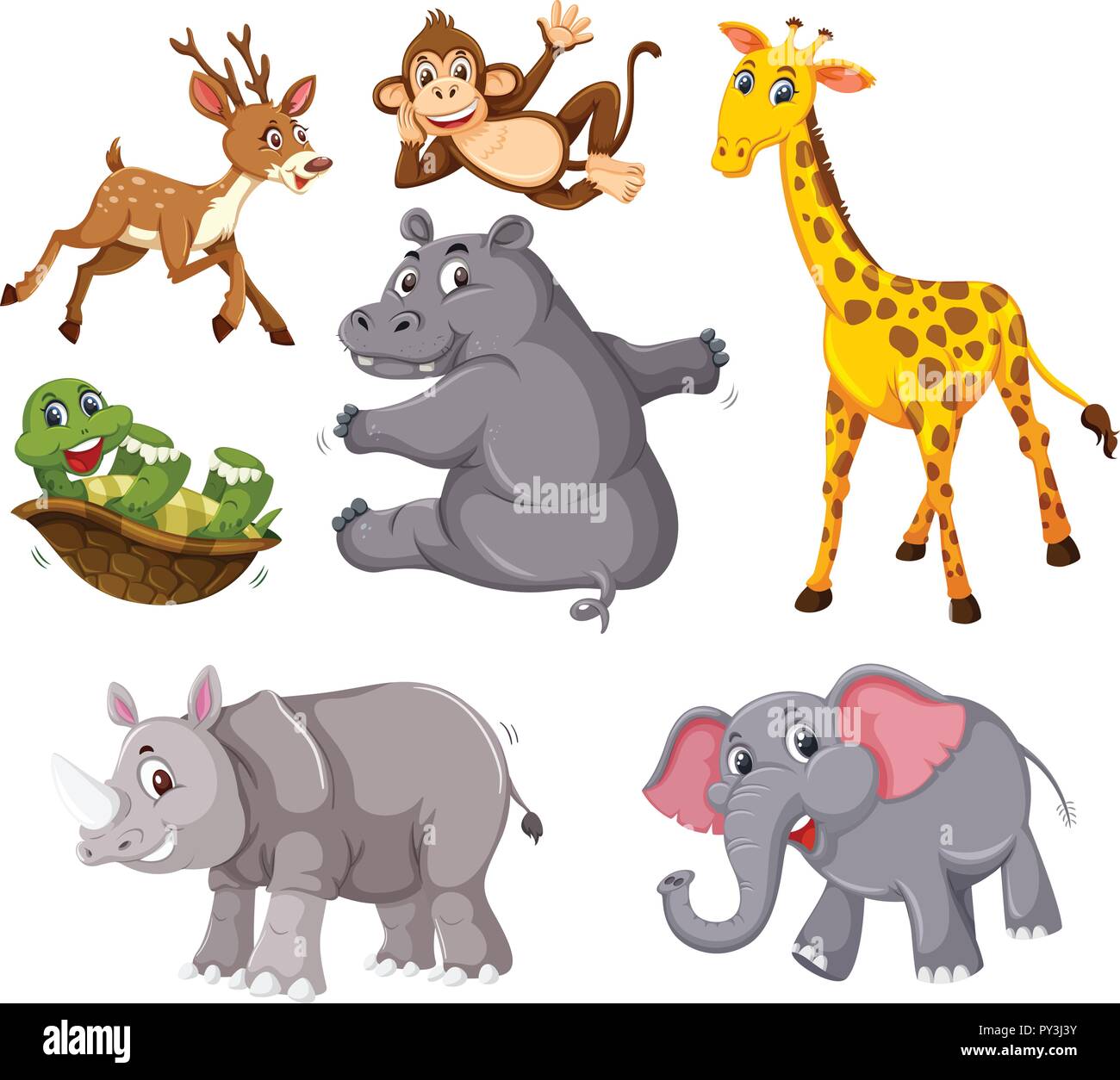 A set of wild animals on white background illustration Stock Vector ...