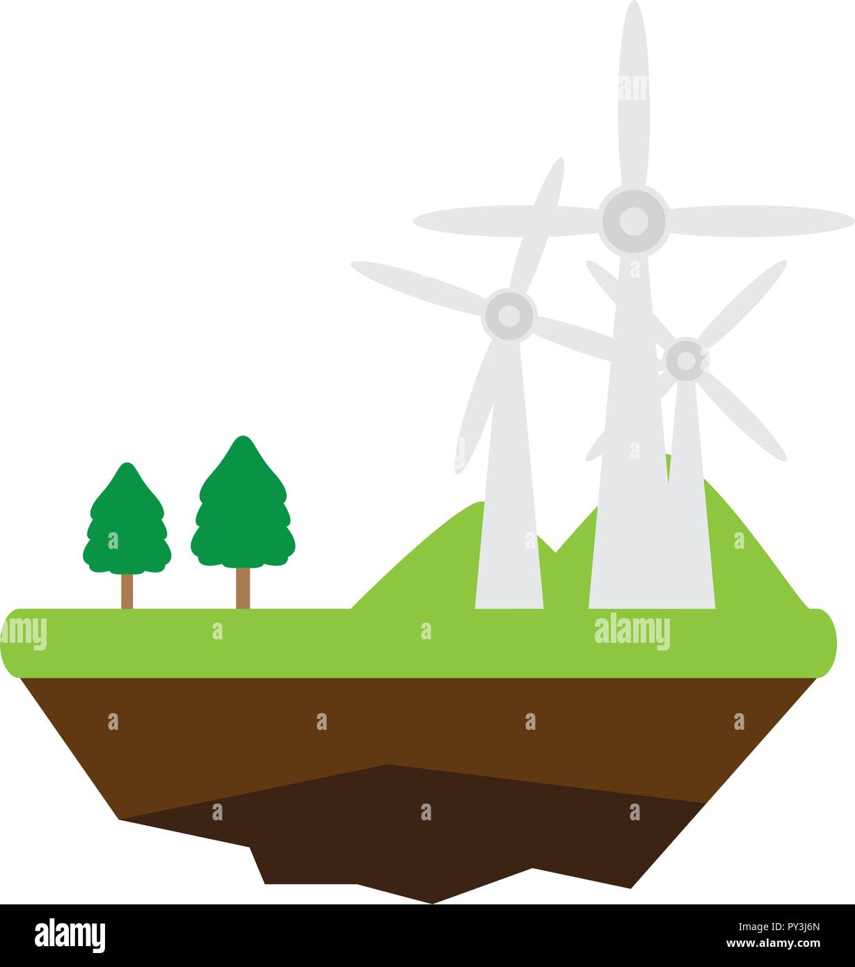 Wind turbines. Clean energy conceptual image Stock Vector Image & Art ...