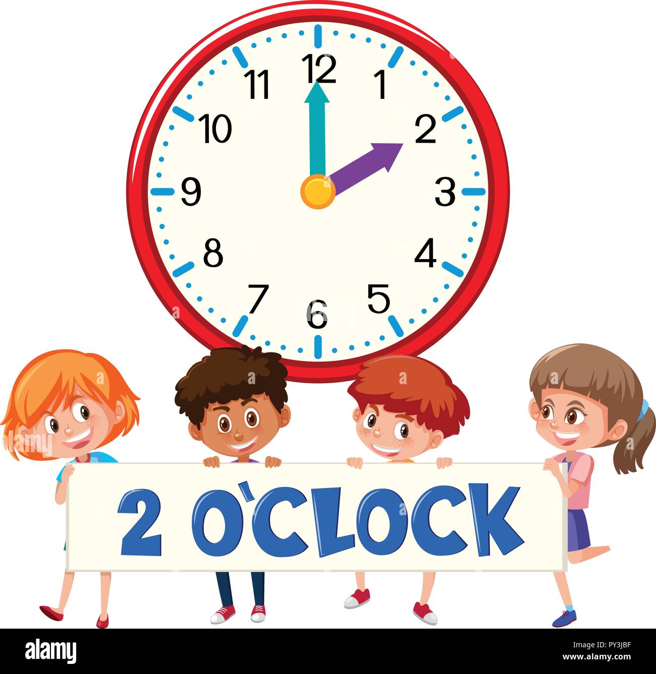 2 o'clock and students illustration Stock Vector Image & Art - Alamy