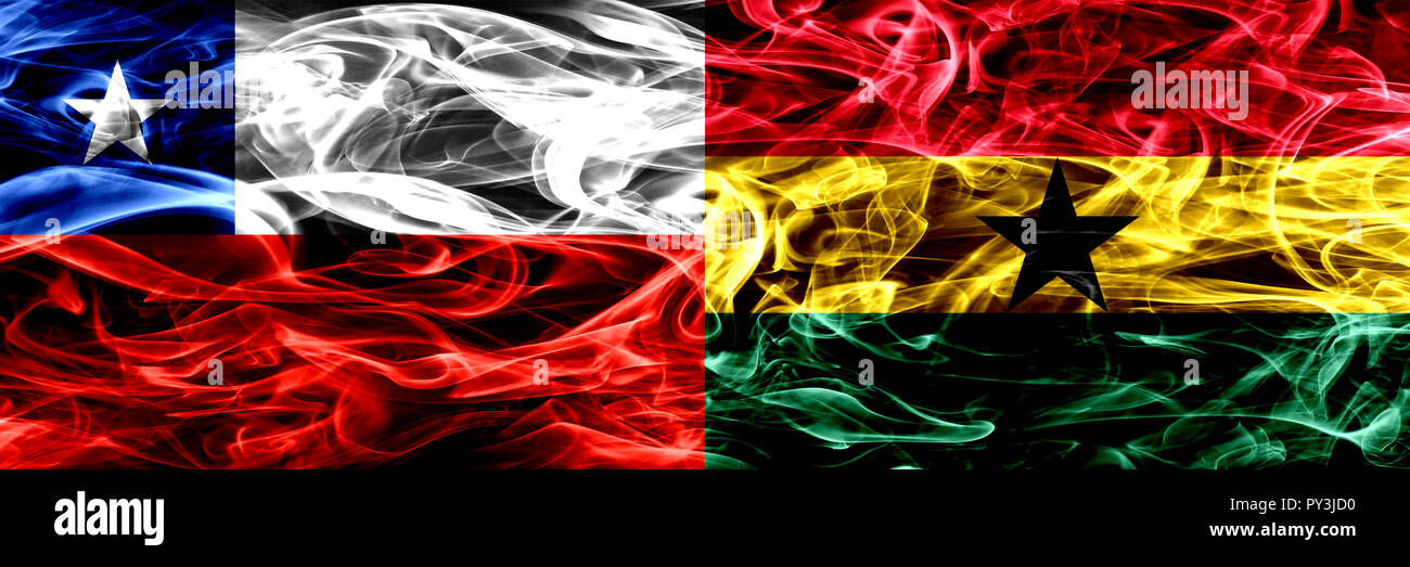 Chile, Chilean vs Ghana, Ghanaian smoke flags placed side by side