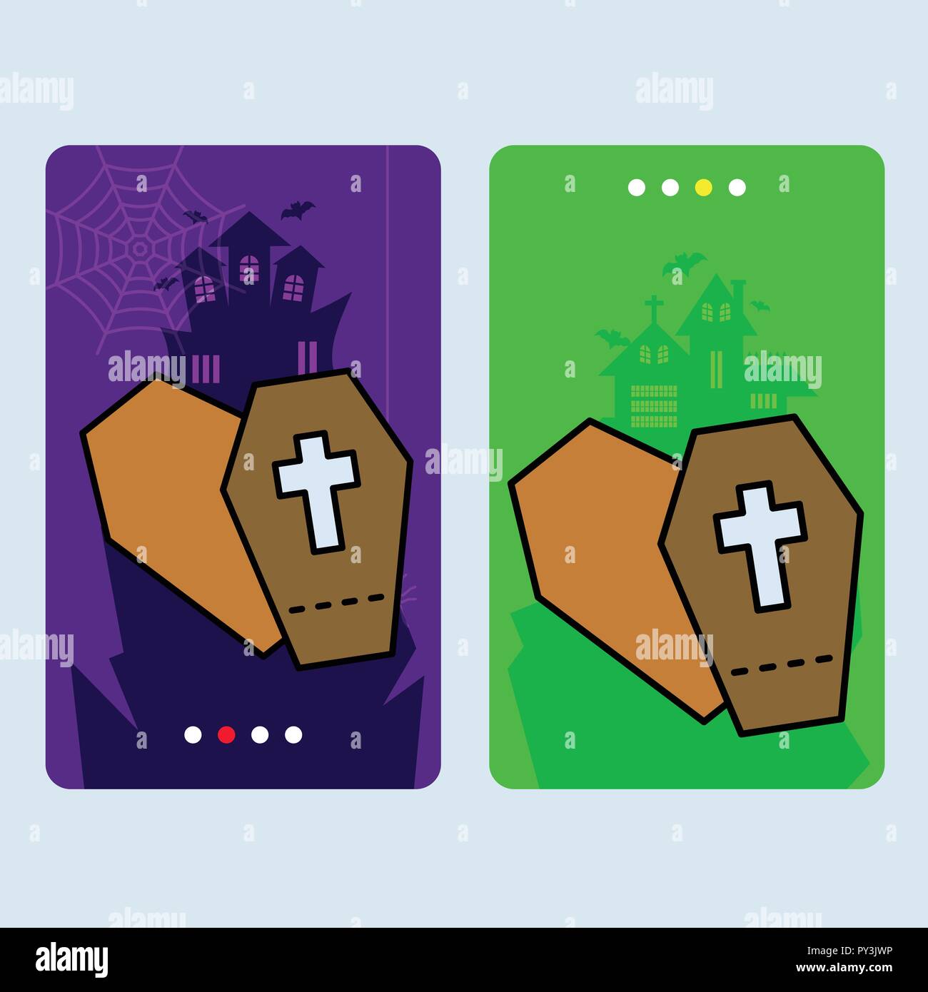 Happy Halloween invitation design with coffins vector Stock Vector ...