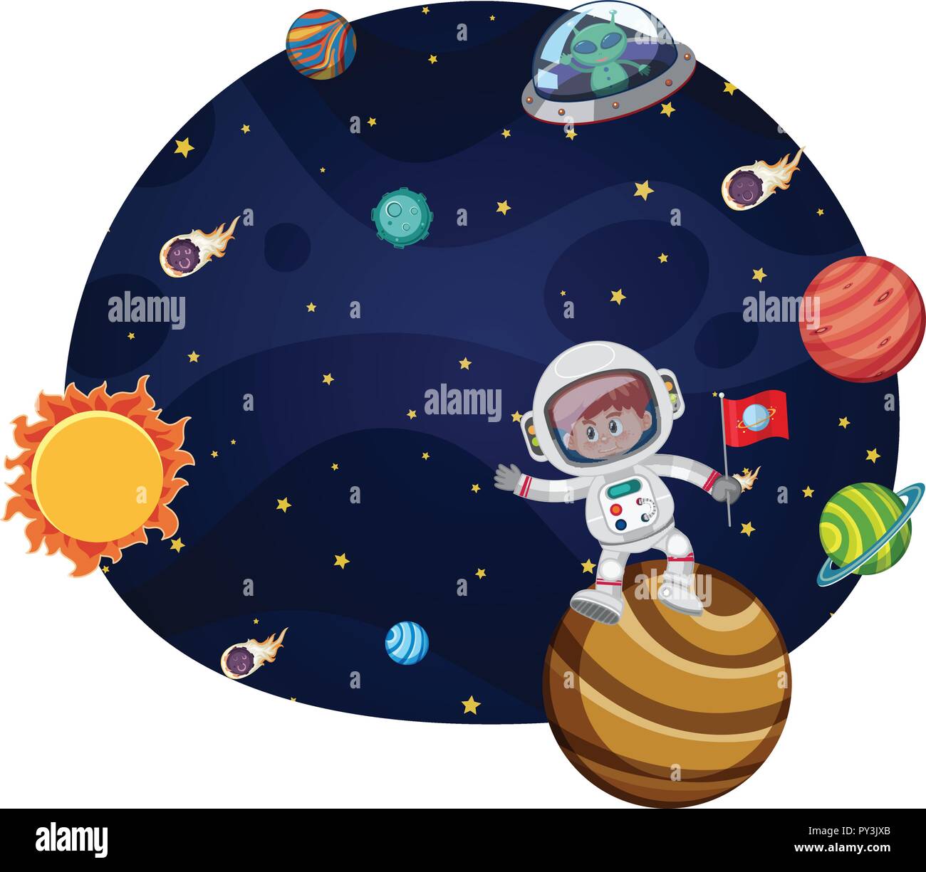Young astronaut scene concept illustration Stock Vector Image & Art - Alamy