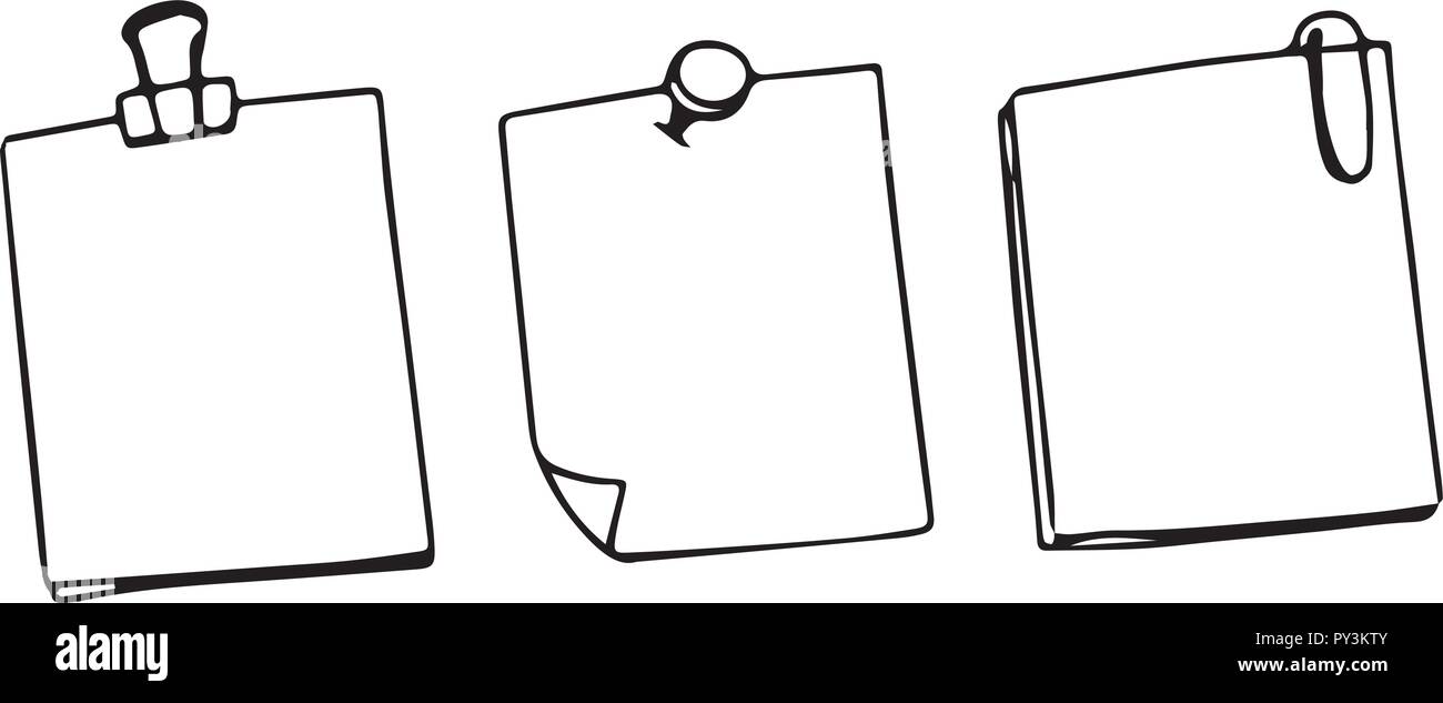 Set of three blank post notes illustration Stock Vector