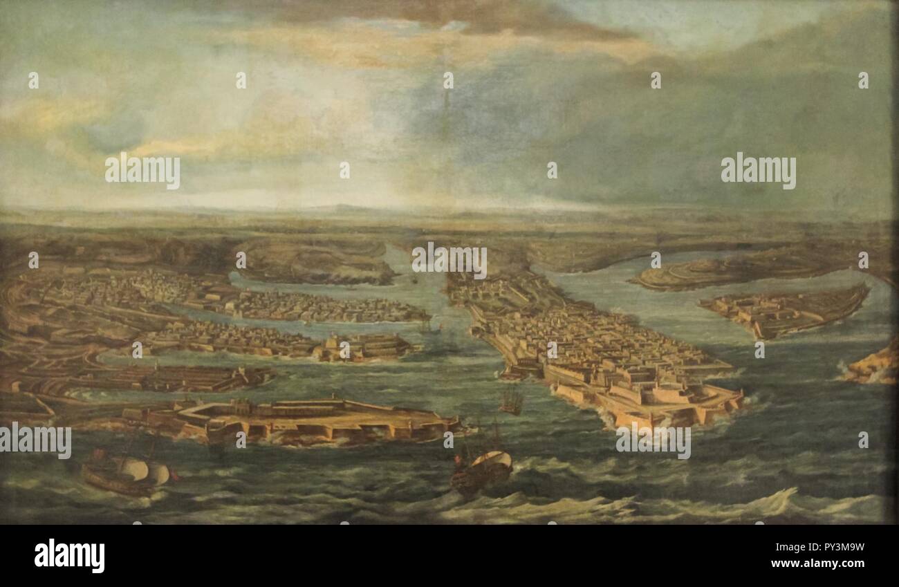 Caloriti - View of Valletta and the Three Cities. Stock Photo