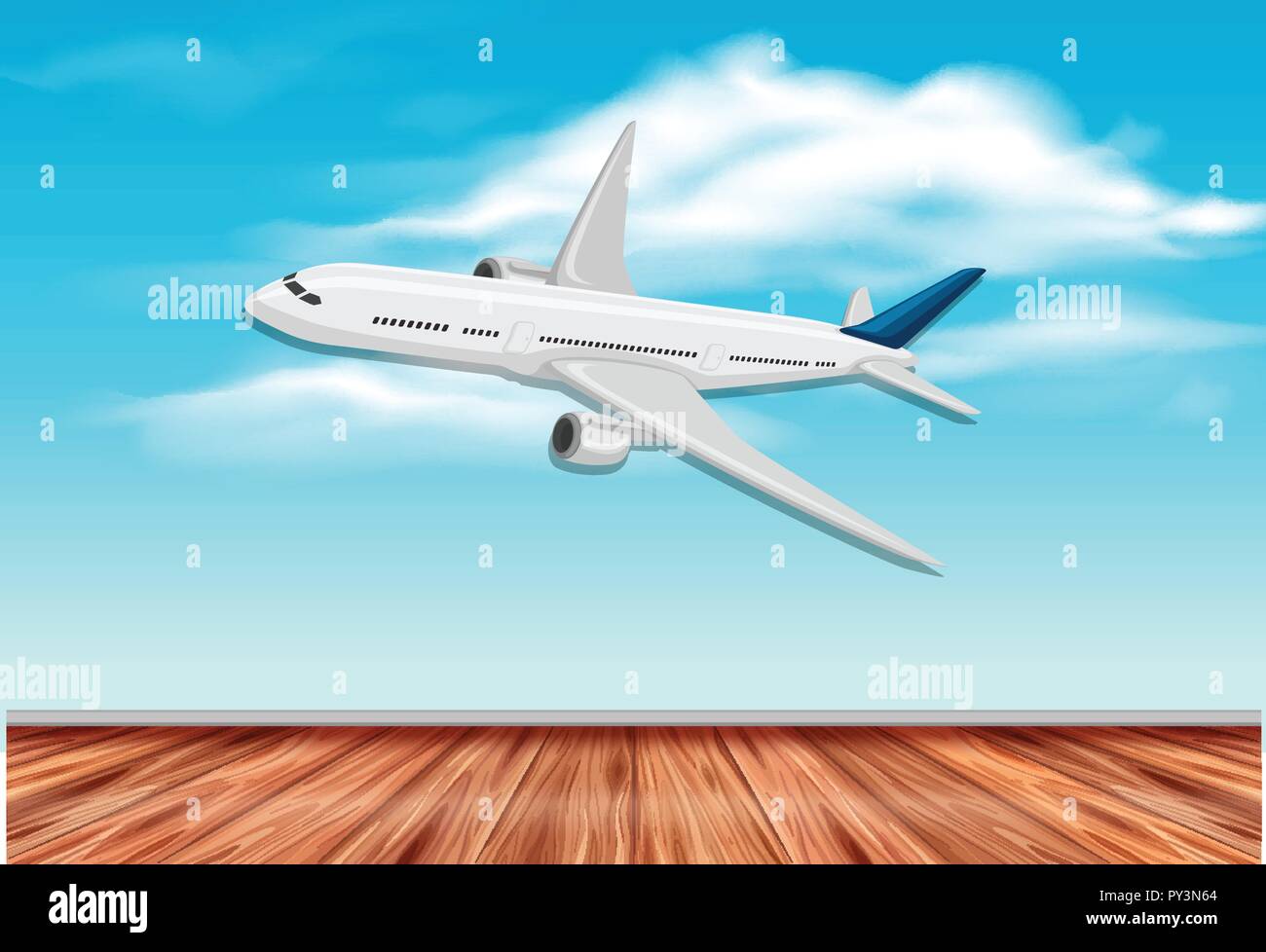 An airplane flying on sky illustration Stock Vector Image & Art - Alamy