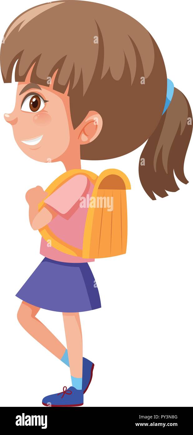 Young girl with backpack illustration Stock Vector Image & Art - Alamy