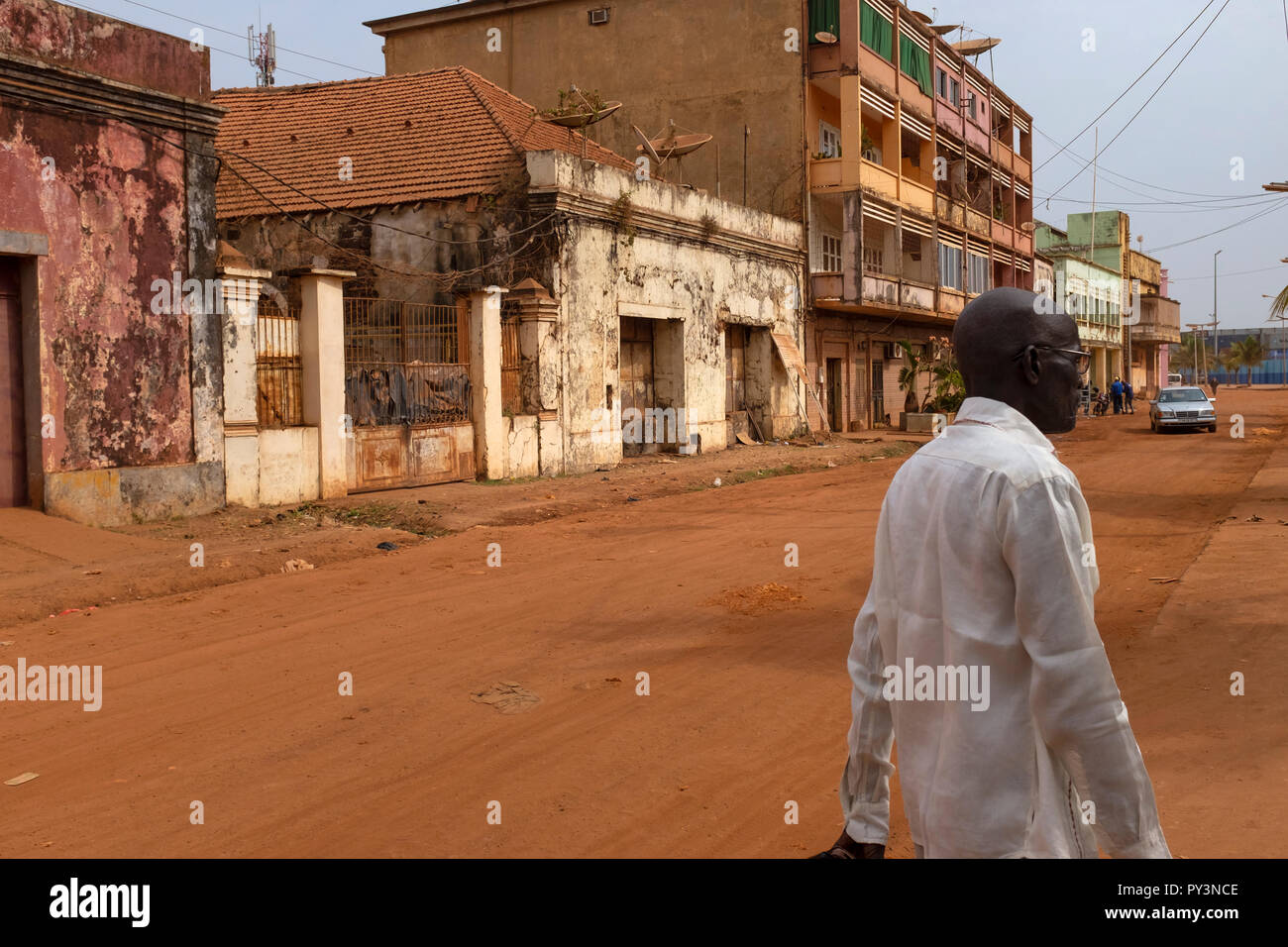 Bissau, Republic of Guinea-Bissau - February 5, 2018: Street scene in