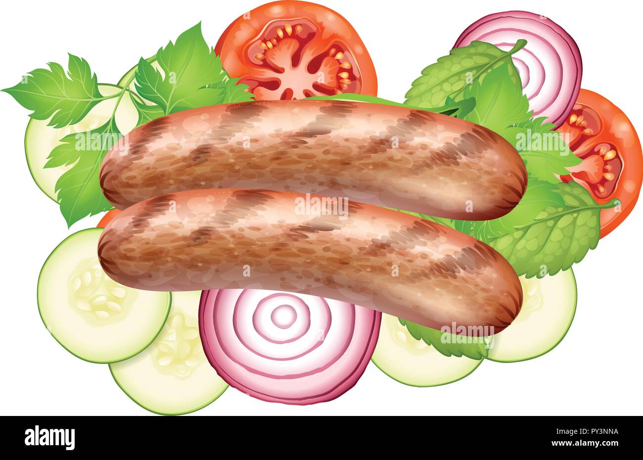 Sausage and Healthy Salad illustration Stock Vector Image & Art Alamy