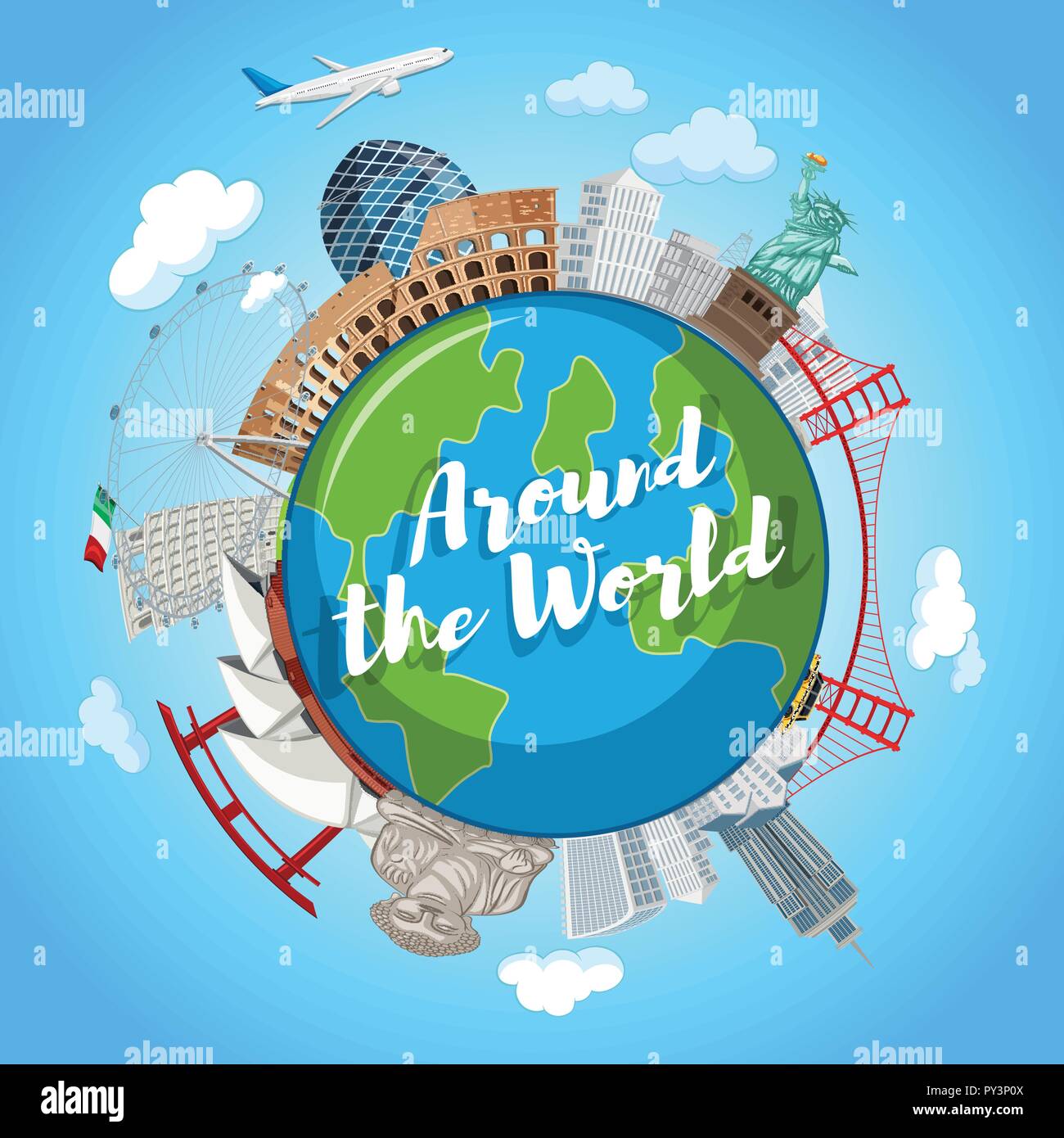 Around the world landmark scene illustration Stock Vector Image & Art ...