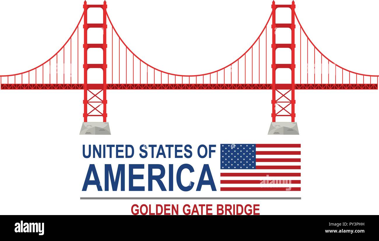 Gate America Golden gate bridge america illustration Stock Vector Image & Art - Alamy
