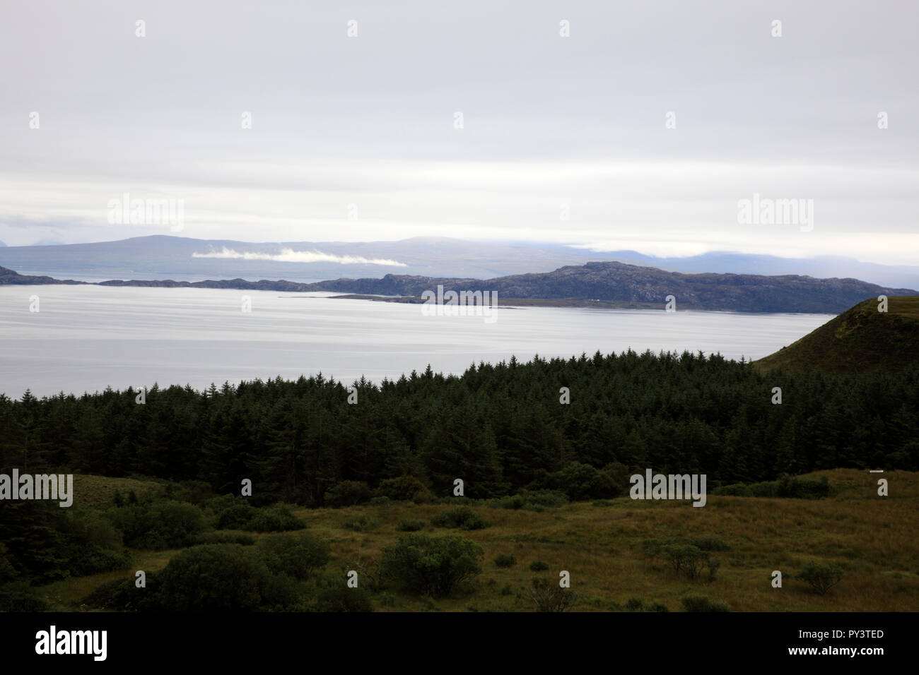 The landscape from Old Man of Storr, Trotternish, Isle of Skye, Inner Hebrides, Scotland, United Kingdom Stock Photo