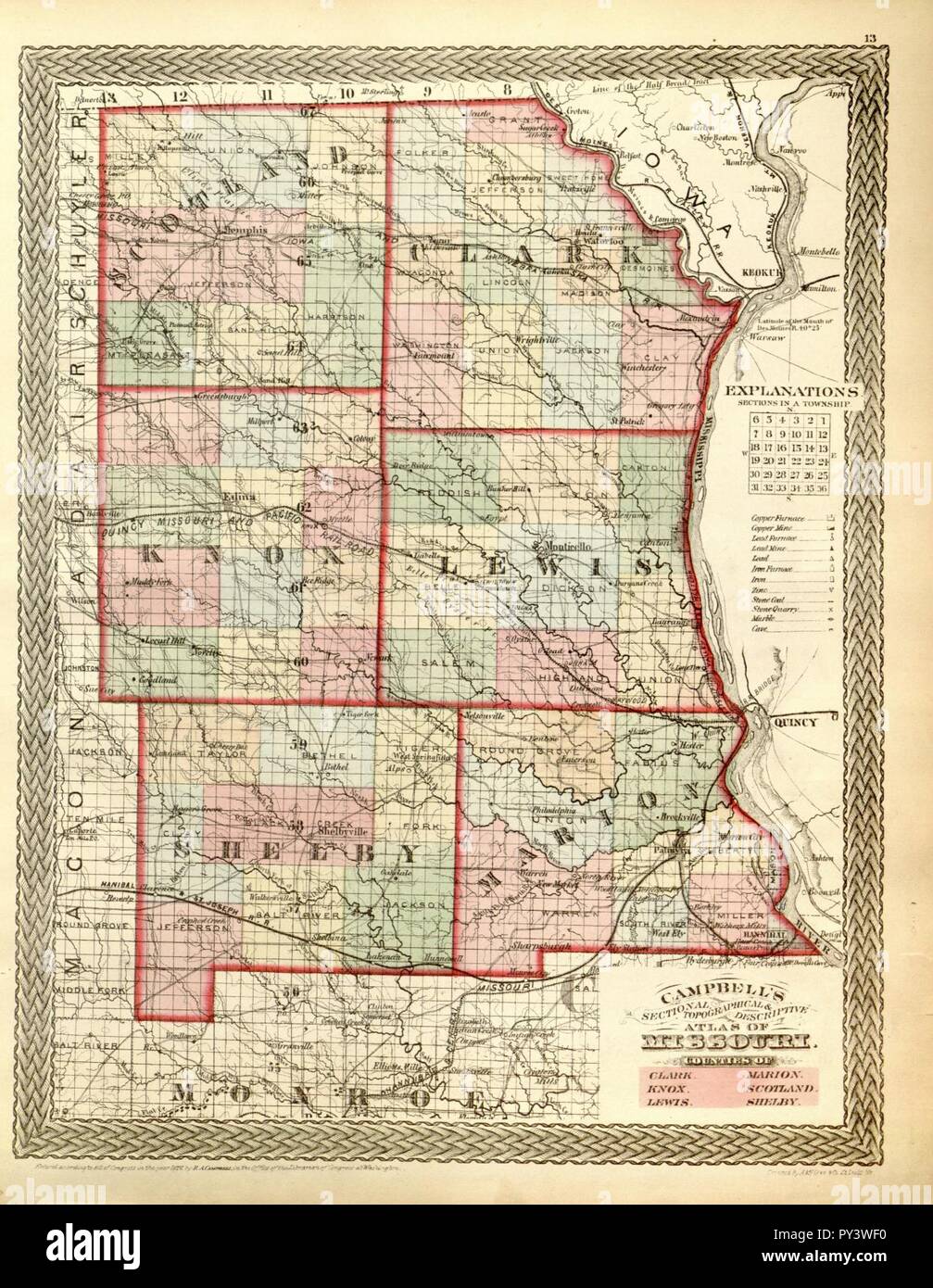 Campbell's new atlas of Missouri Stock Photo - Alamy