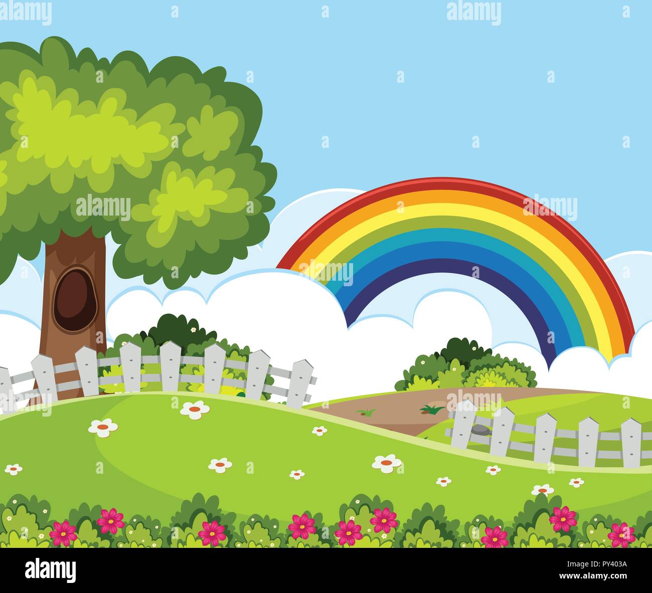 A beautiful garden landscape illustration Stock Vector Image & Art - Alamy