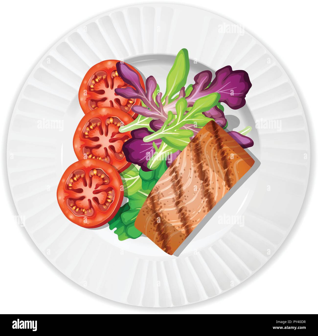 A Top View of Salmon Steak illustration Stock Vector Image & Art - Alamy