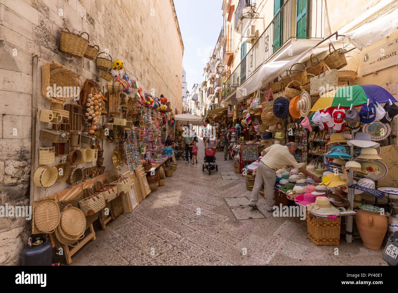 Italy, Apulia, Bari, souvenir shops in old town Stock Photo - Alamy