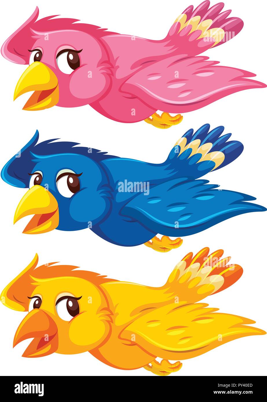 A set of flying bird on white background illustration Stock Vector ...