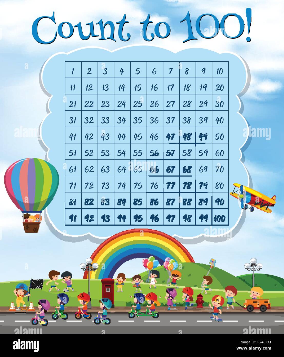 Math Number Count to 100 illustration Stock Vector Image & Art Alamy