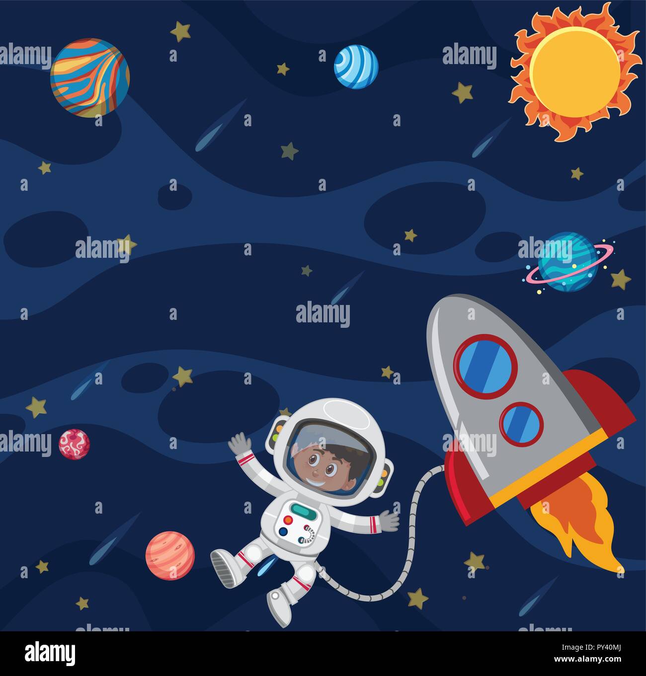 Astronaut  in the space illustration Stock Vector