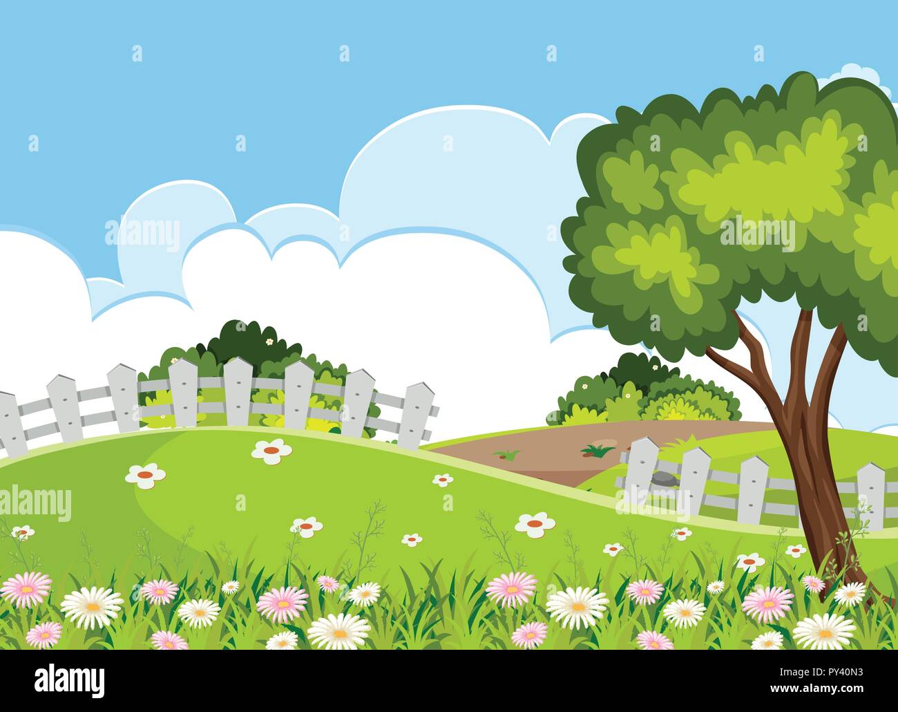 Beautiful park landscape scene illustration Stock Vector Image & Art