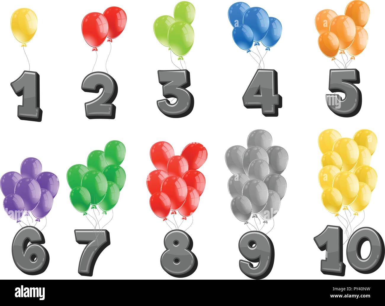 A Set of Number and Balloon illustration Stock Vector Image &amp; Art - Alamy