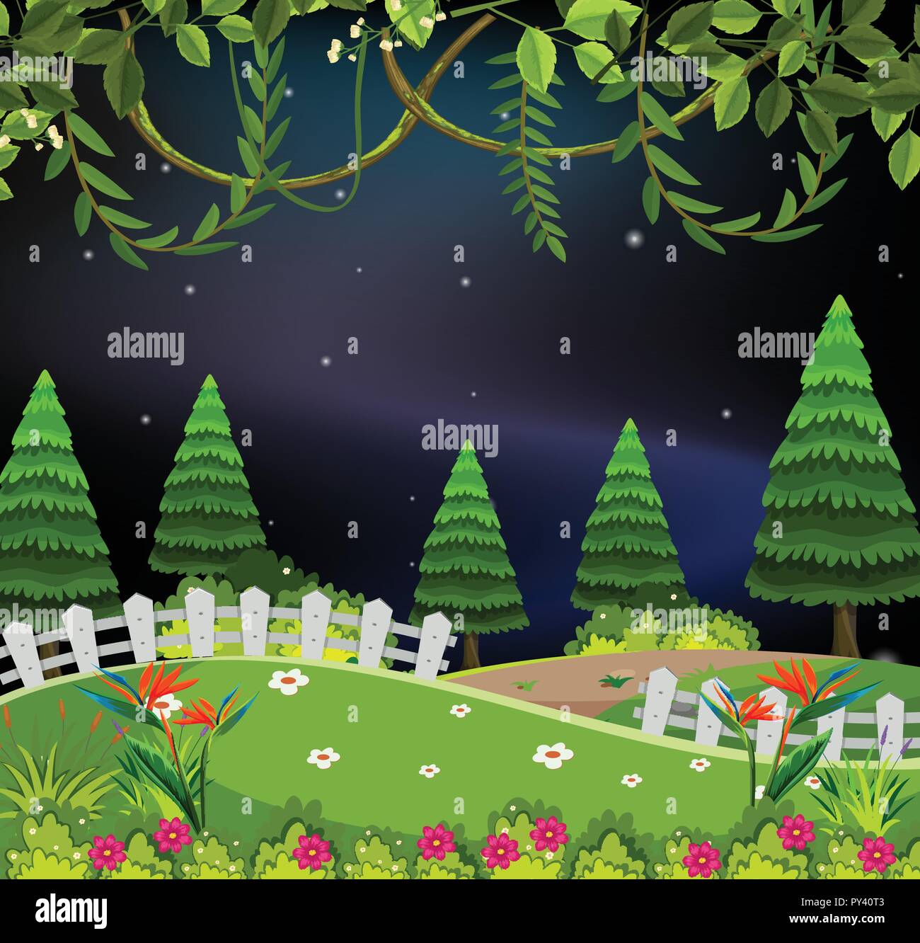 Park at night scene illustration Stock Vector Image & Art - Alamy