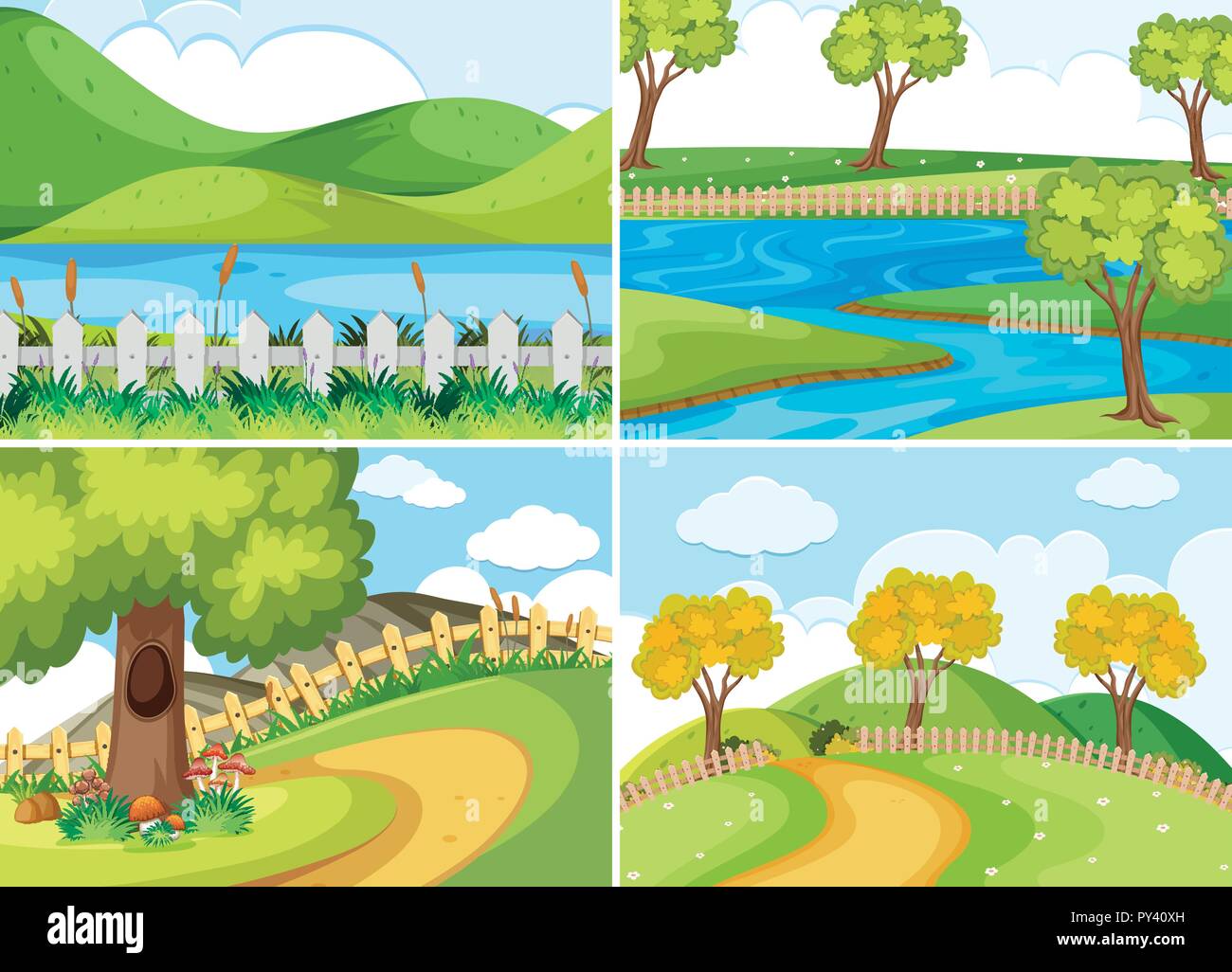 A set of nature landscape illustration Stock Vector Image & Art - Alamy