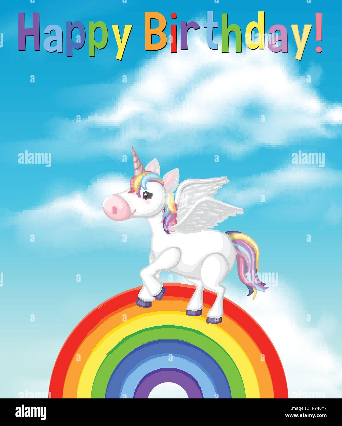 A happy birthday card with unicorn illustration Stock Vector Image ...