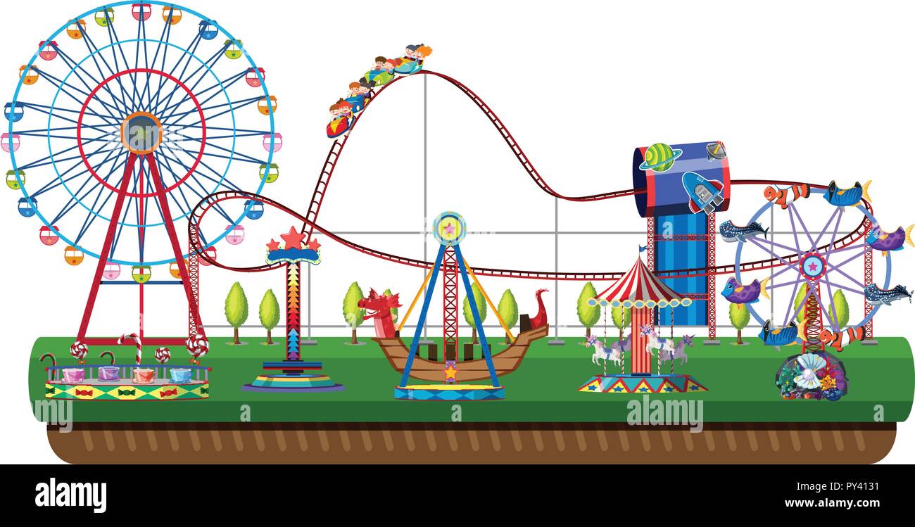 Amusement park on white background illustration Stock Vector