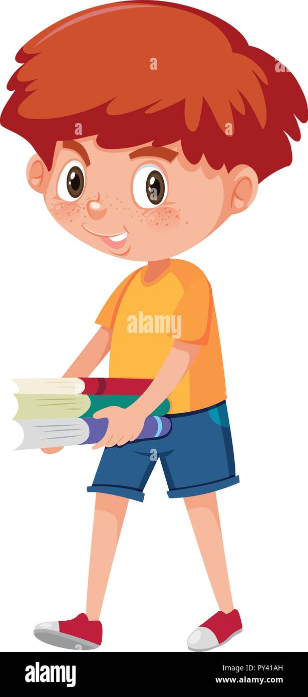 A boy holding books illustration Stock Vector Image & Art - Alamy