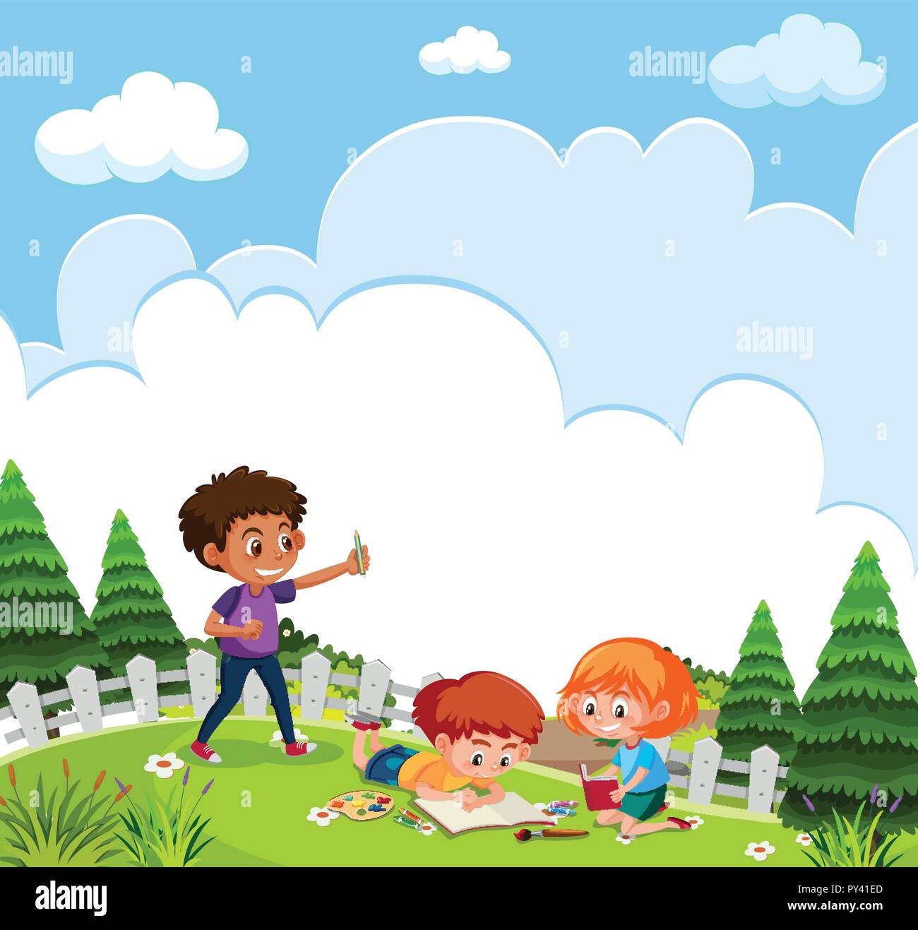 Children drawing nature Stock Vector Images - Alamy