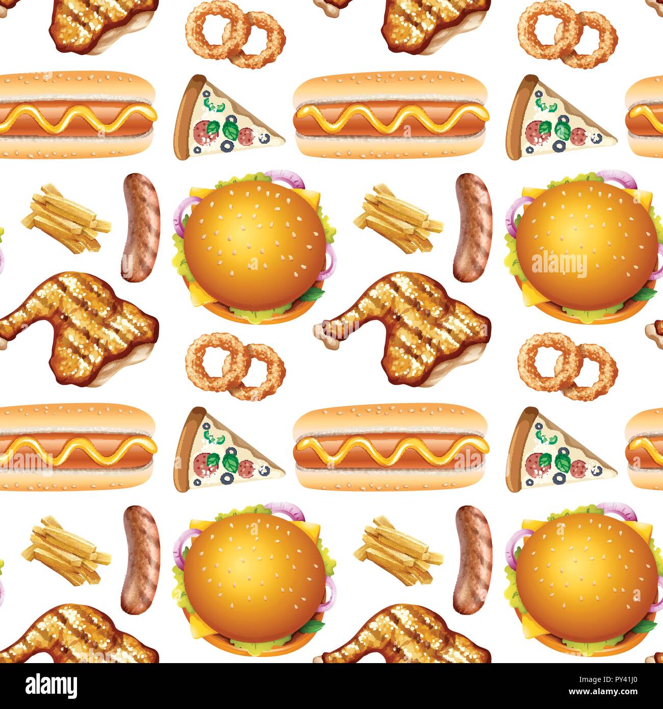 Fast Food Stock Pattern Pattern of different fast food illustration Stock Vector Image & Art ...