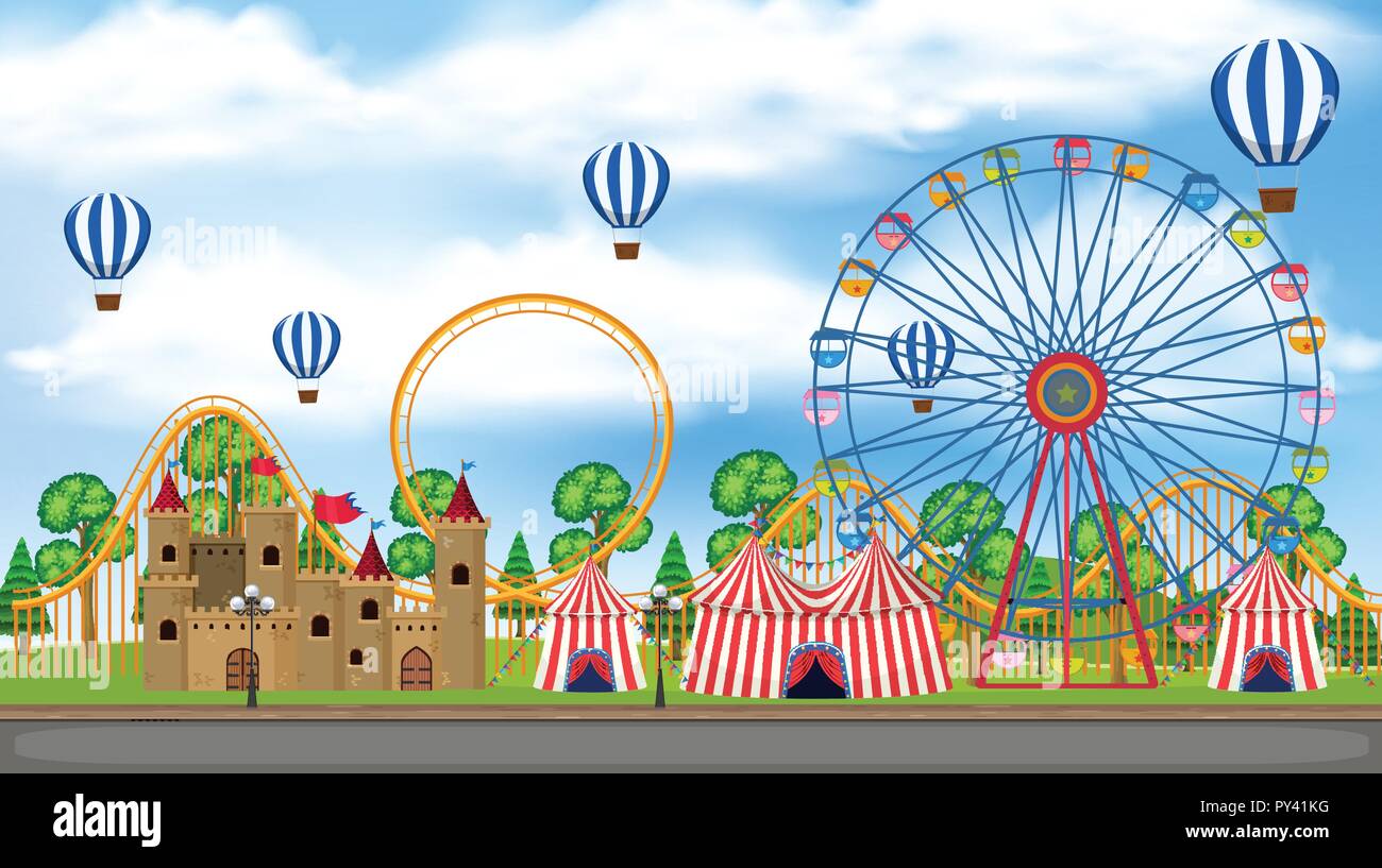 A Panorama View of Theme Park illustration Stock Vector Image & Art - Alamy