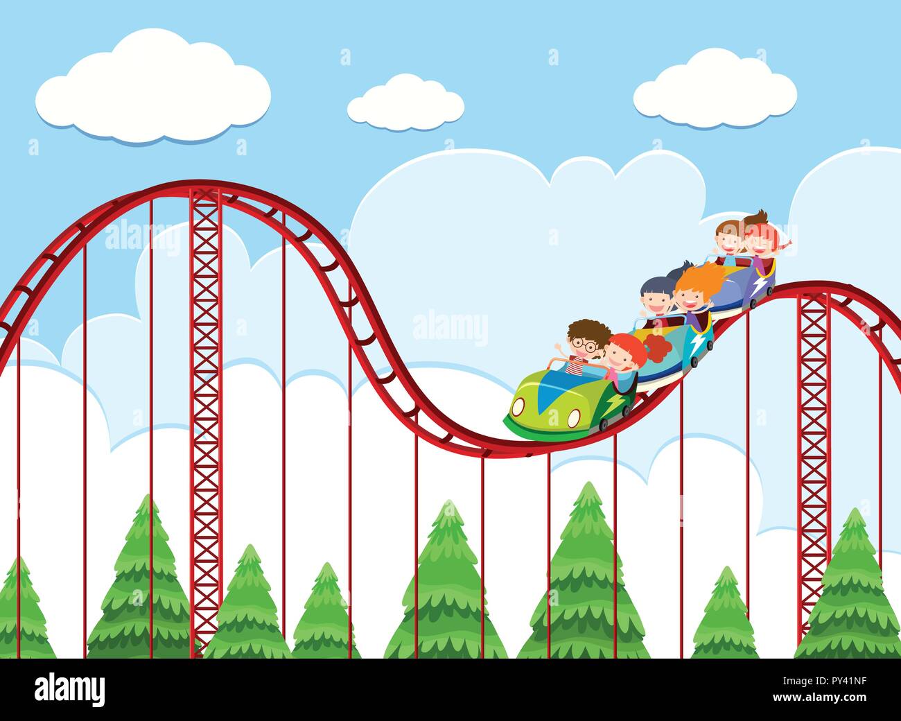A roller coaster ride at theme park illustration Stock Vector Image
