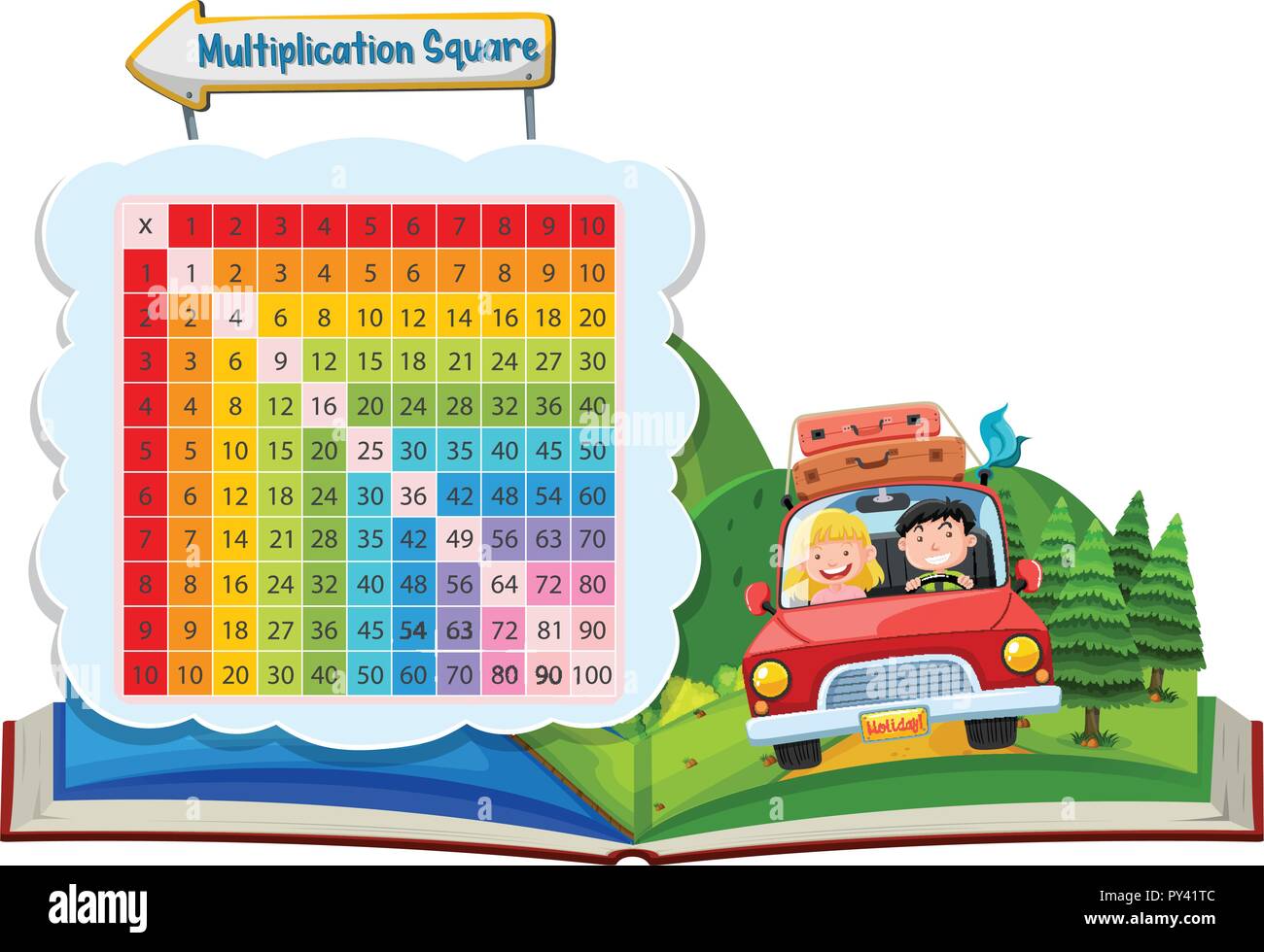 Couple Trip and Multiplication Square illustration Stock Vector Image ...