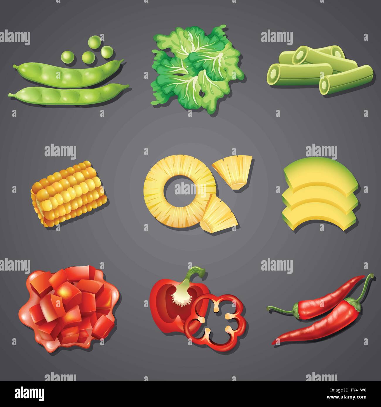 Image of fruit and vegetables Stock Vector Images - Alamy