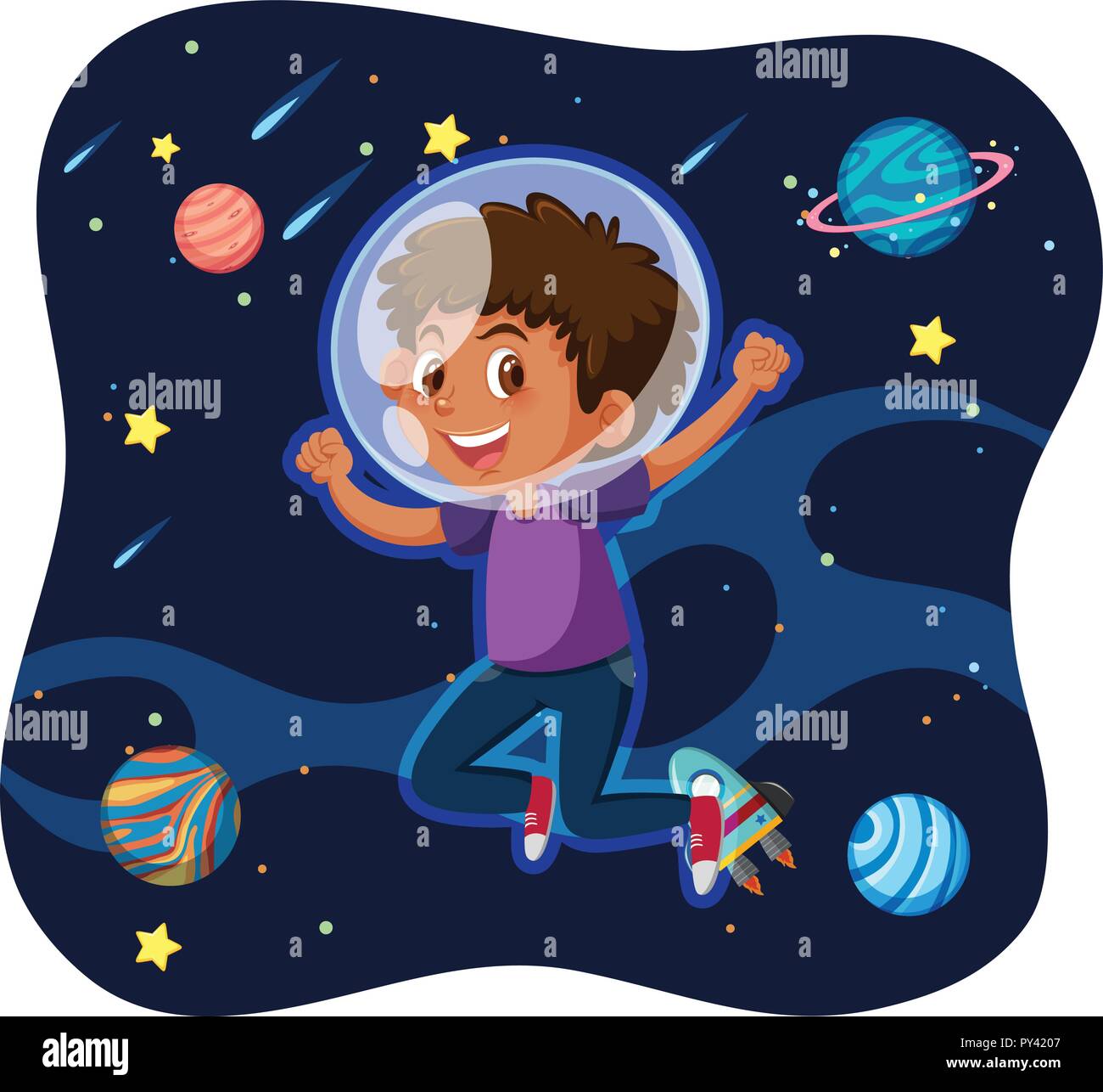 A boy travel in space illustration Stock Vector Image & Art - Alamy