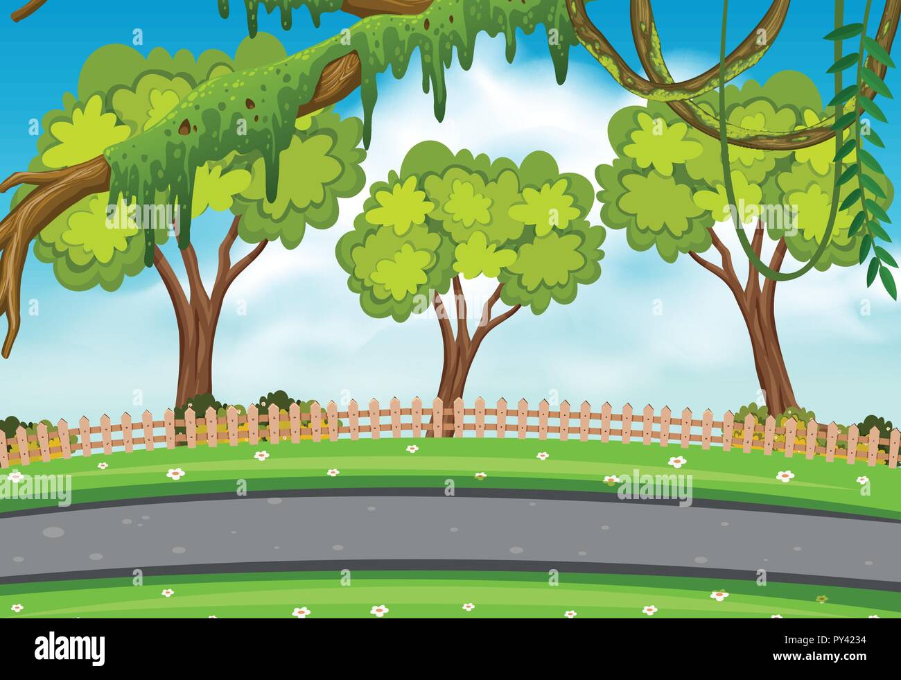 A beautiful nature road illustration Stock Vector Image Art Alamy